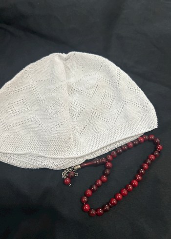 Boncuk Detaylı Beyaz erkek Örgü Şapka - Görsel 2