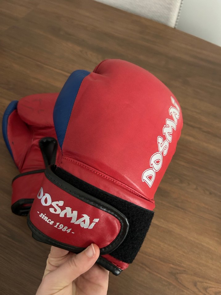 Erkek Kırmızı Deri Boks Eldiveni Velcro - Görsel 3