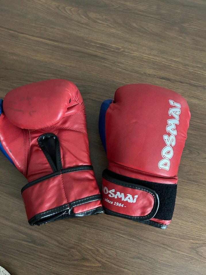 Erkek Kırmızı Deri Boks Eldiveni Velcro - Görsel 2