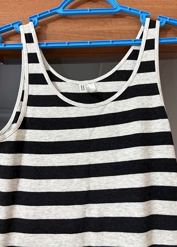 Çizgili Uzun Kolsuz Günlük Elbise - Görsel 3