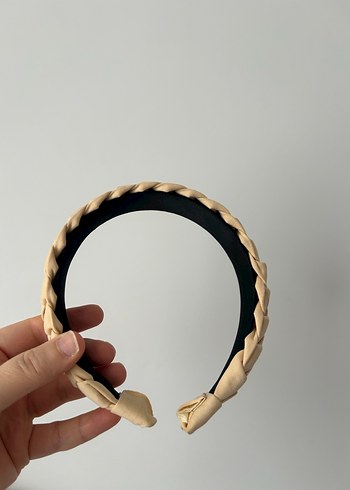 Bej Deri Pileli Saç Bandı - Görsel 3