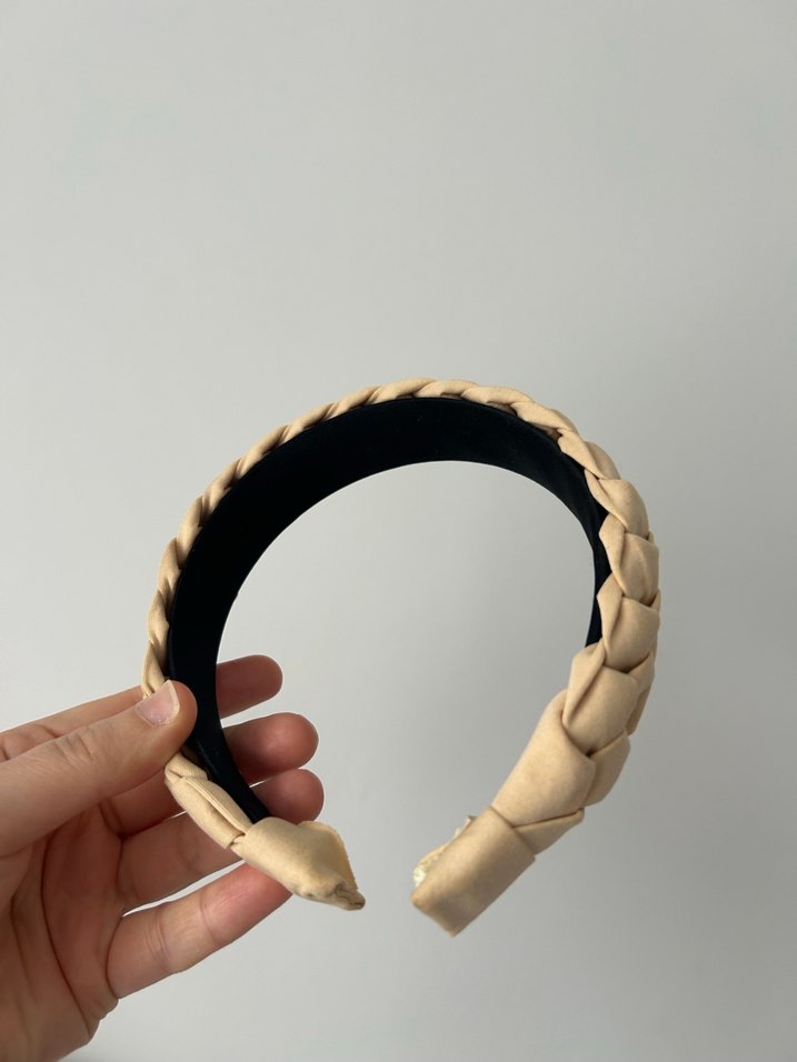 Bej Deri Pileli Saç Bandı - Görsel 4