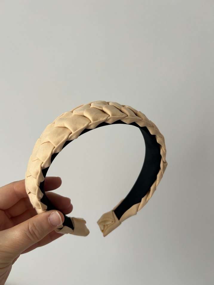 Bej Deri Pileli Saç Bandı - Görsel 2