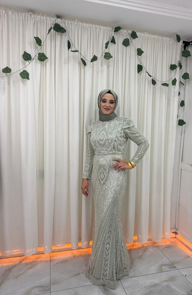 küf yeşili abiye - Görsel 3