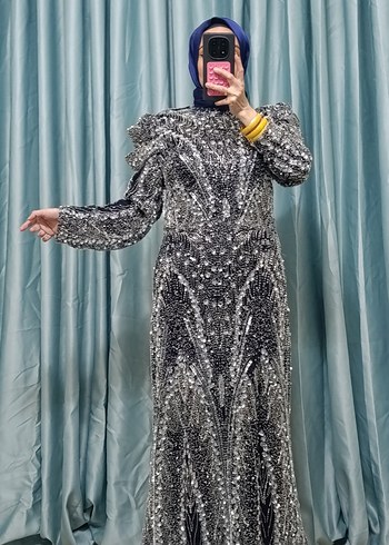 lacivert özel taşlı tasarım abiyemiz  - Görsel 2