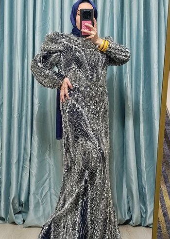 lacivert özel taşlı tasarım abiyemiz  - Görsel 5