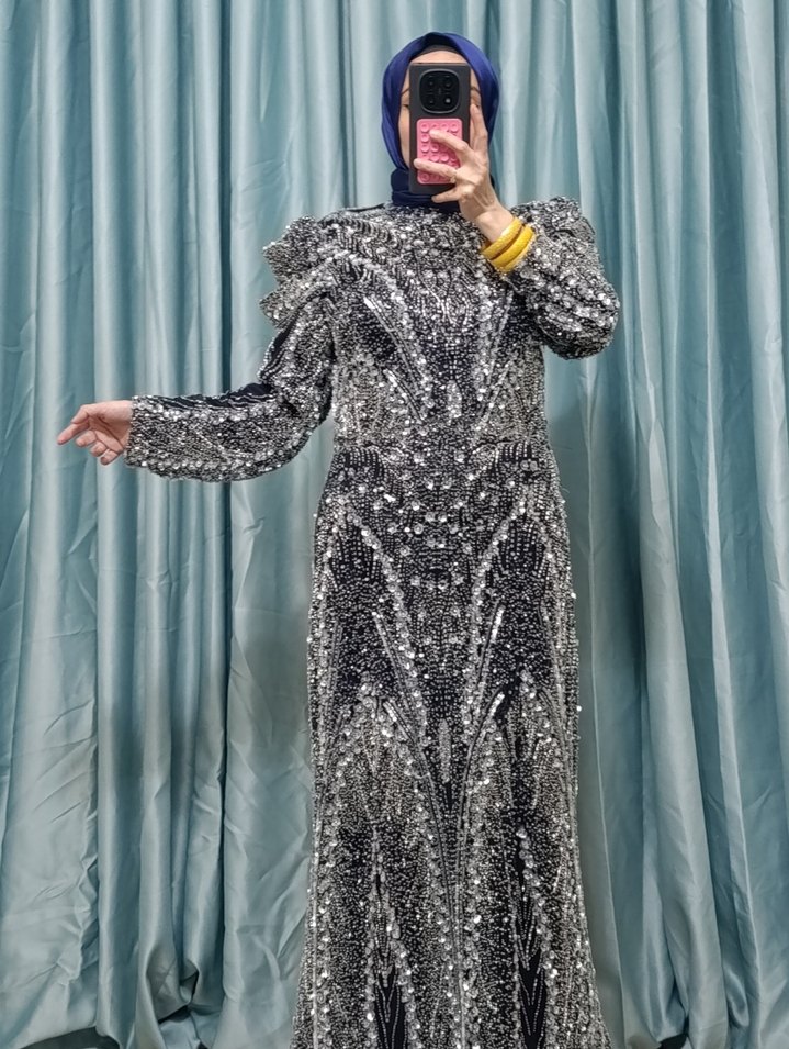 lacivert özel taşlı tasarım abiyemiz  - Görsel 2