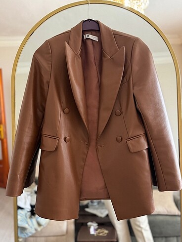 Zara Taba deri blazer ceket