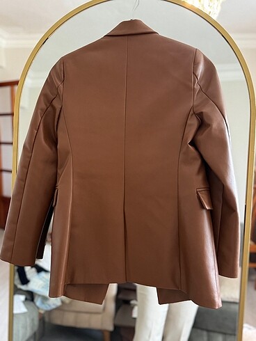 s Beden Taba deri blazer ceket