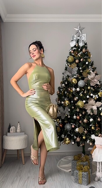 Fıstık yeşili elbise
