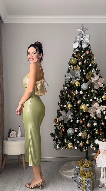 s Beden yeşil Renk Fıstık yeşili elbise
