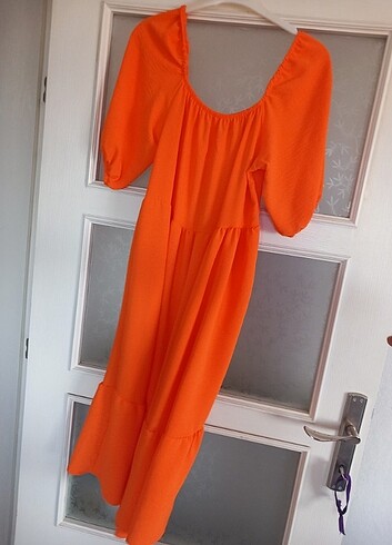 xl Beden turuncu Renk Yazlık elbise