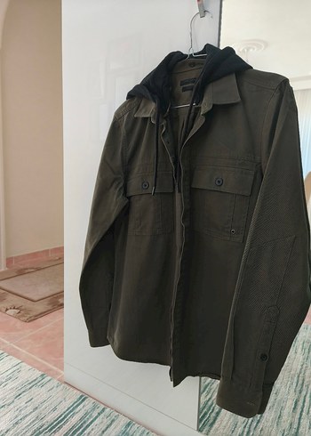 Düğmeli Kapüşonlu Erkek denim gömlek