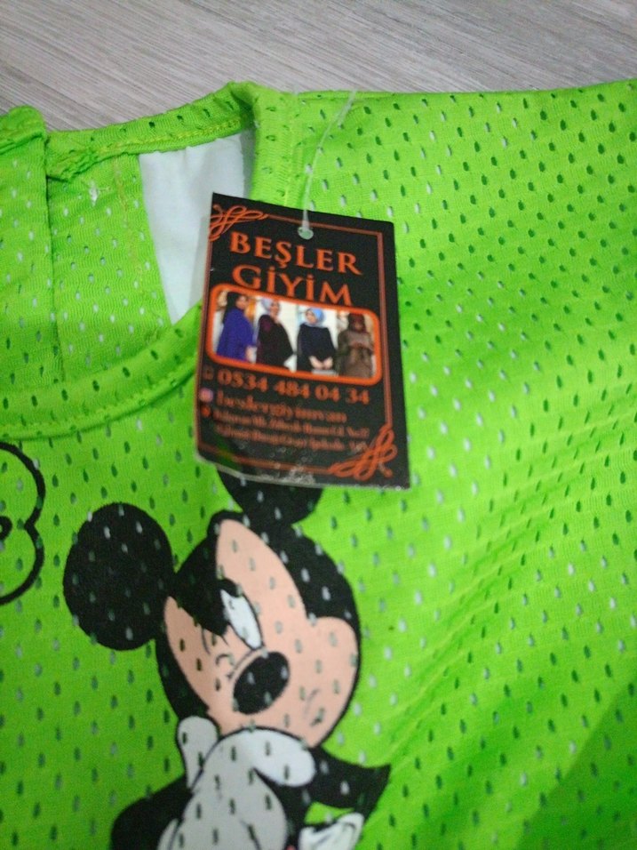 Kız Çocuk Yeşil Baskılı Örme Elbise - Görsel 3