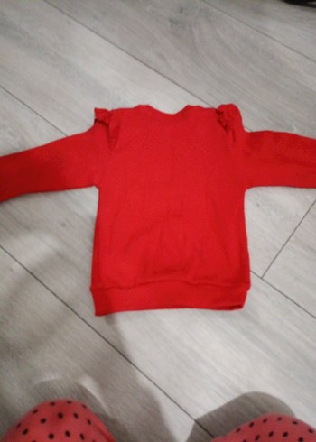 Kız Çocuk Kırmızı Düğmeli Sweatshirt - Görsel 4