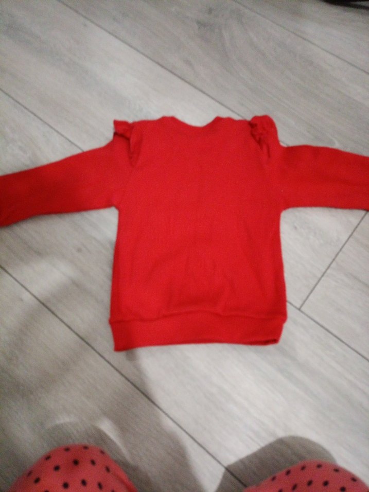 Kız Çocuk Kırmızı Düğmeli Sweatshirt - Görsel 4