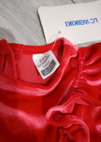 Uzun Kollu Kırmızı Fırfırlı Kız Elbisesi - Görsel 2