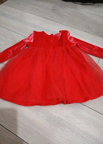 Uzun Kollu Kırmızı Fırfırlı Kız Elbisesi - Görsel 4