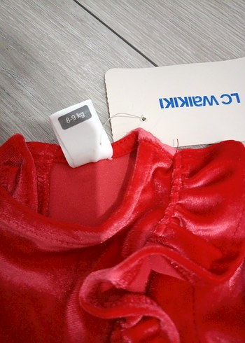 Uzun Kollu Kırmızı Fırfırlı Kız Elbisesi - Görsel 3