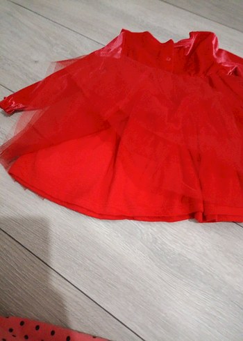 Uzun Kollu Kırmızı Fırfırlı Kız Elbisesi - Görsel 5