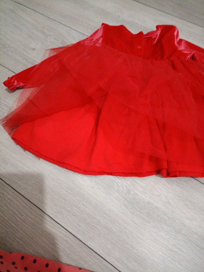 Uzun Kollu Kırmızı Fırfırlı Kız Elbisesi - Görsel 5