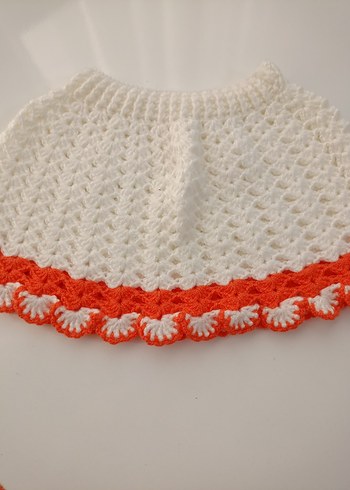 Kız Çocuk Beyaz Nakışlı Örgü Etek - Görsel 2