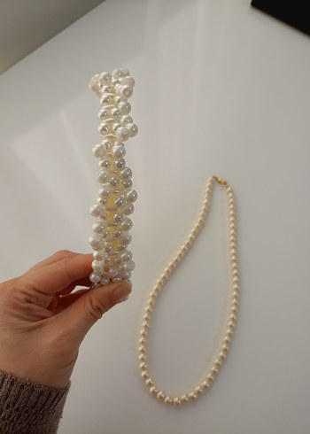 İnci Boncuklu Beyaz Kadın Saç Aksesuarı - Görsel 4