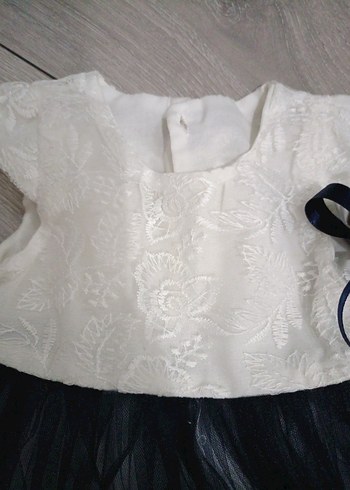 Kız Çocuk Beyaz Nakışlı Tül Elbise - Görsel 4