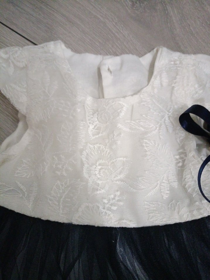 Kız Çocuk Beyaz Nakışlı Tül Elbise - Görsel 4