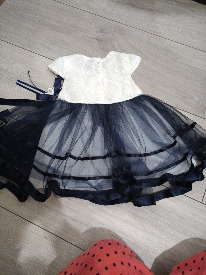 Kız Çocuk Beyaz Nakışlı Tül Elbise - Görsel 2