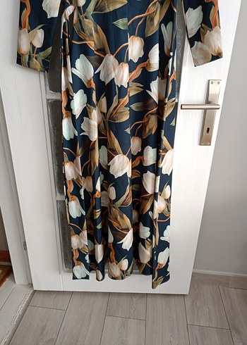 Piliseli Çok Renkli Kadın İpek elbise - Görsel 7