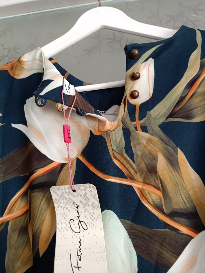 Piliseli Çok Renkli Kadın İpek elbise - Görsel 3