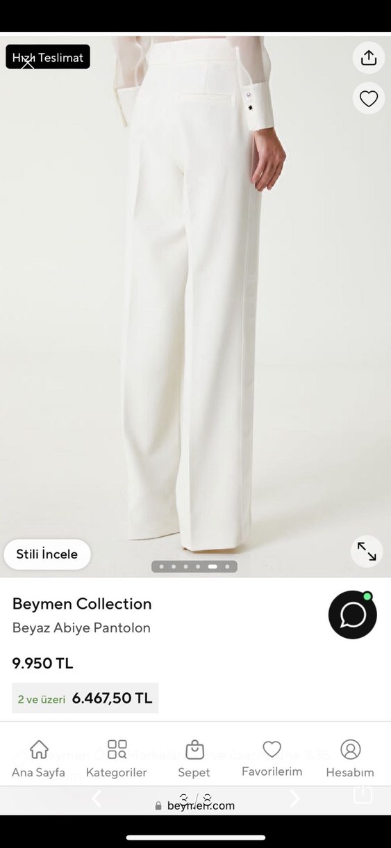 Beymen Collection Beyaz Abiye Pantolon - Görsel 3