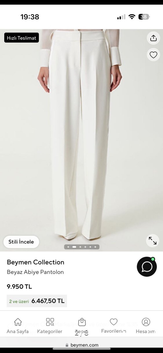 Beymen Collection Beyaz Abiye Pantolon - Görsel 2