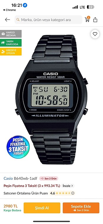 Casio retro kol saati