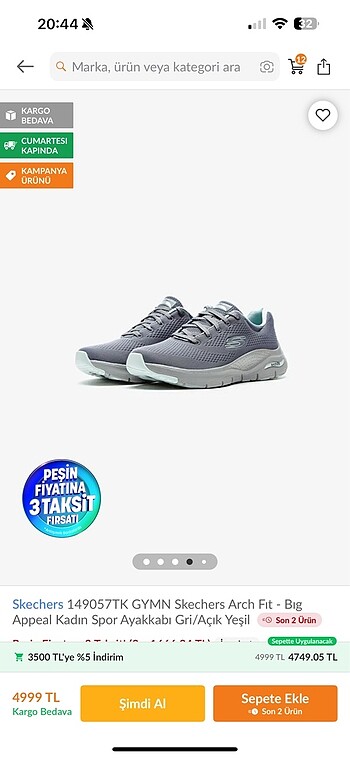 38,5 Beden gri Renk Skechers spor ayakkabı
