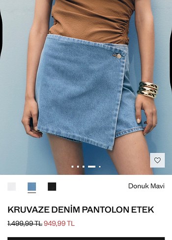 Kadın Camel Kuşaklı Kot Şort Etek - Görsel 4