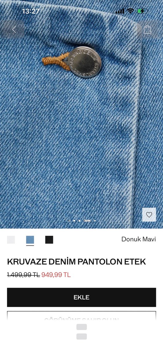 Kadın Camel Kuşaklı Kot Şort Etek - Görsel 5