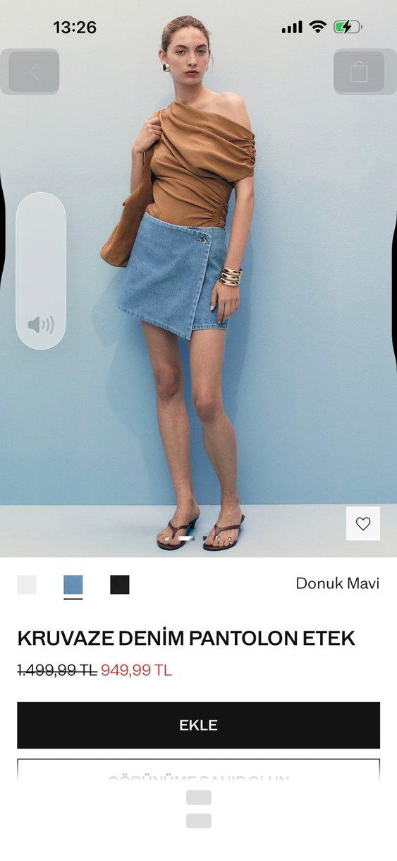 Kadın Camel Kuşaklı Kot Şort Etek - Görsel 2