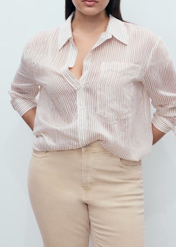 Bej Deri Kadın Normal Kesim Pantolon - Görsel 3