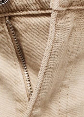 Bej Deri Kadın Normal Kesim Pantolon - Görsel 8