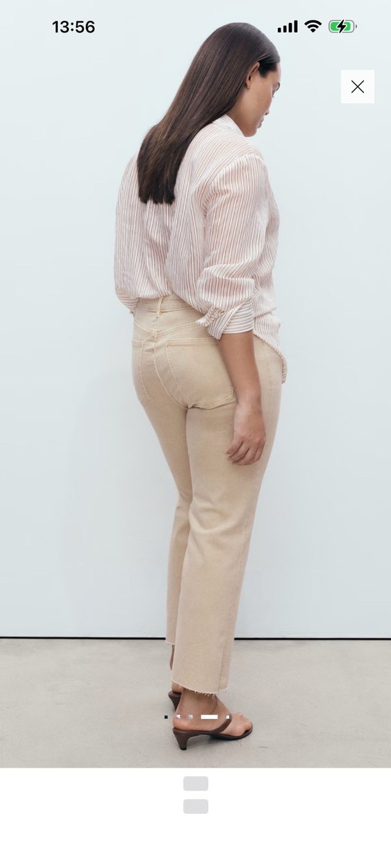 Bej Deri Kadın Normal Kesim Pantolon - Görsel 2