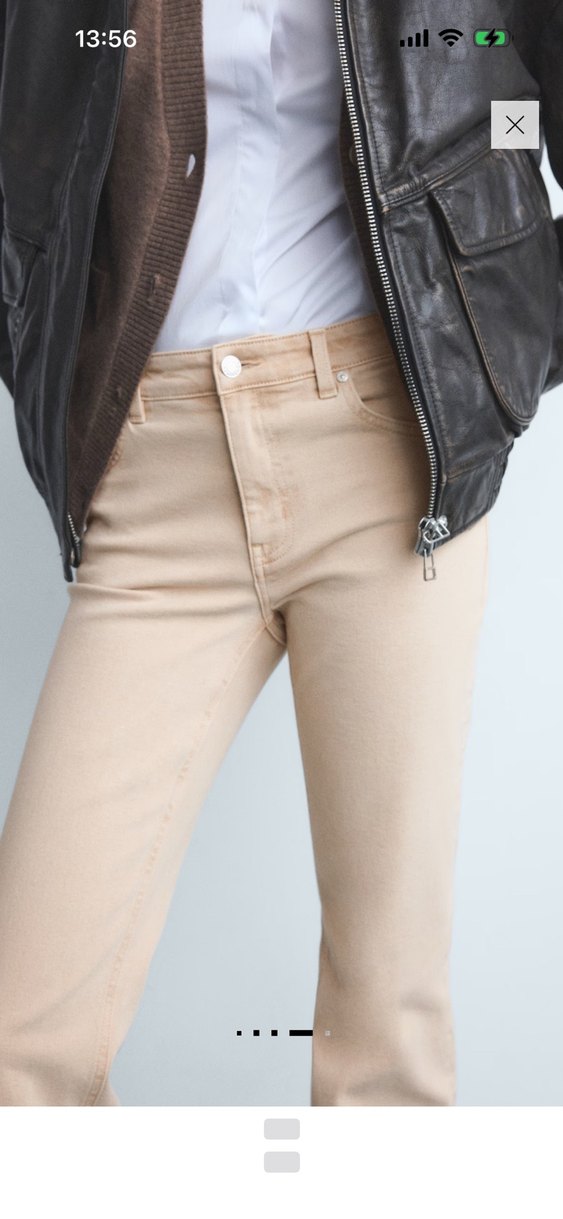 Bej Deri Kadın Normal Kesim Pantolon - Görsel 4