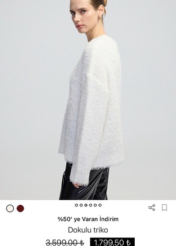 #İPEKYOL#Beyaz Tüylü Dokulu Triko Kazak - Görsel 3