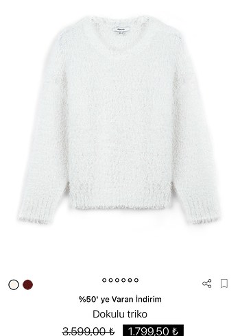 #İPEKYOL#Beyaz Tüylü Dokulu Triko Kazak - Görsel 5