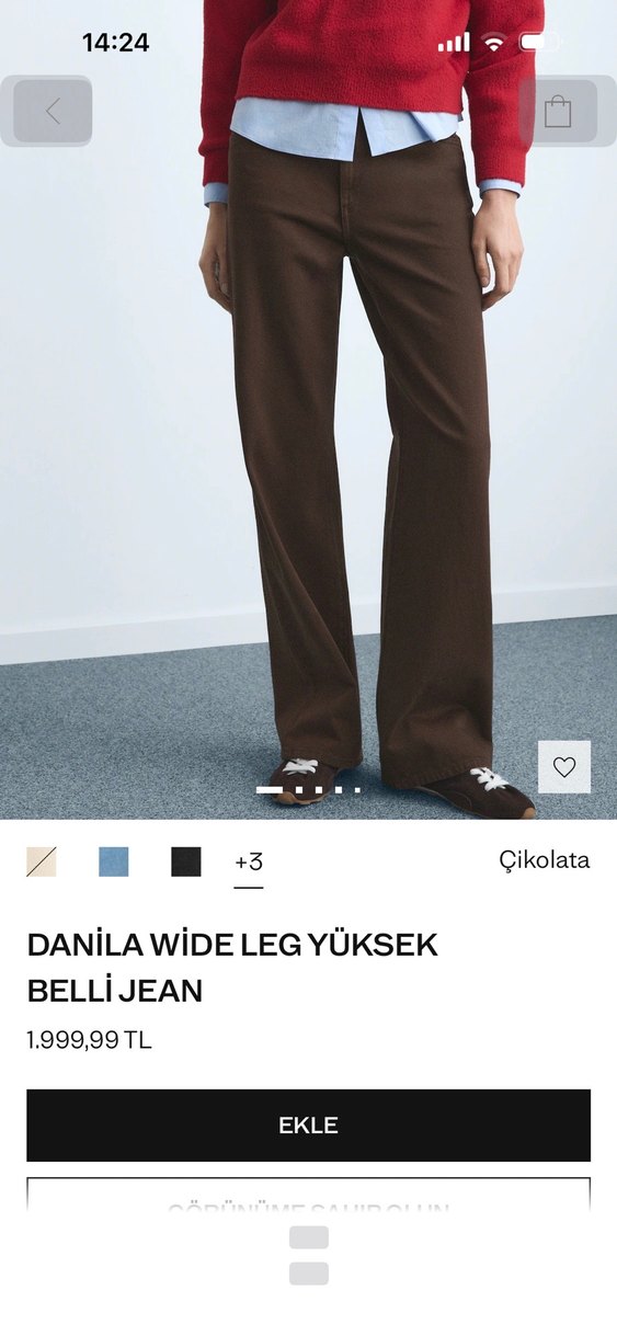 Kadın Kahverengi Süet Geniş Paça Pantolon - Görsel 4