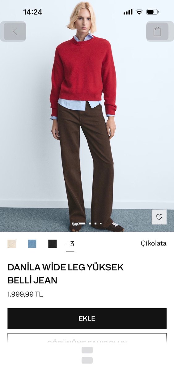 Kadın Kahverengi Süet Geniş Paça Pantolon - Görsel 5