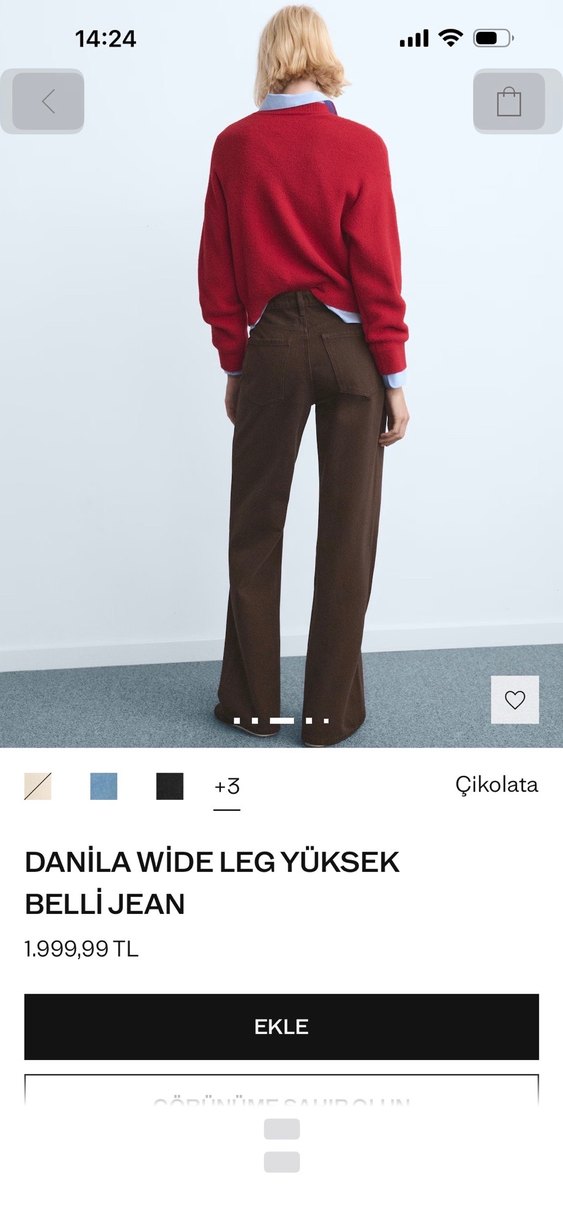 Kadın Kahverengi Süet Geniş Paça Pantolon - Görsel 2