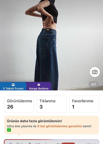 Kadın Siyah Normal Boy Bol Kesim Denim Pantolon - Görsel 3