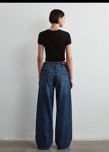 Kadın Siyah Normal Boy Bol Kesim Denim Pantolon - Görsel 4